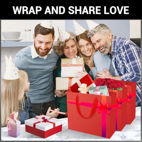 EUSOAR Large Gift Bags, 50 Pack 12.5x4.5x11 inches Red Birthday Gift Bags with Handles, Paper Bags Shopping Bags for Business Craft Grocery Boutique Party Favor Wedding - Image 6