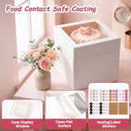 CRUGLA 24 Pack 10x10x10 Cake Boxes, White Bakery Window Boxes - Image 6