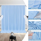 10x10ft Baby Blue Backdrop Curtain for Wedding Parties Wrinkle Free Fabric Light Blue Drapes Backdrop Decoration for Baby Shower Birthday Photography Decoration 2 Panels, 5ft x 10ft - Image 6