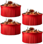 GALLETY 4 Pack Red Round Spandex Tablecloth for 5 FT Tables, Fitted Stretch Round Table Cover, 120 Inch Tablecloth for Wedding, Birthday, Christmas and Valentine’s Day Party by Creativepartyuniquedecorat