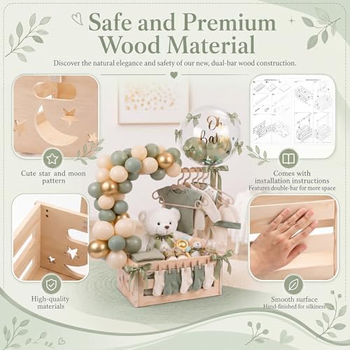Wooden Baby Shower Crate Closet with Hanger and Rack - Image 4