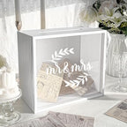 OurWarm White Wooden Wedding Card Box for Reception with Acrylic Window - Image 2