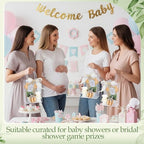 Honeydak 49 Pcs Baby Shower Prizes for Game Players 6 Sets Babysuit Shaped Bamboo Cheese Board Fork Knives Coasters Towel Potted Plant Thanks Card Gift Bag for Baby Bridal Shower Wedding Favors - Image 5