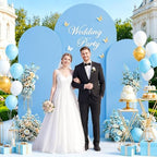 7.2FT 6.6FT 6FT Set of 3 Spandex Fitted Wedding Arch Stand Covers Baby Blue Arch Backdrop Cover Chiara Backdrop Cover Round Top Arch Covers for Bridal Baby Shower Wedding Ceremony Decorations - Image 2