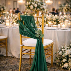 QueenDream Emerald Green Chair Sashes Wedding: 50 Pieces Long Sheer Wedding Aisle Chair Decorations Tulle Chairs Covers with Artificial Eucalyptus - Image 5