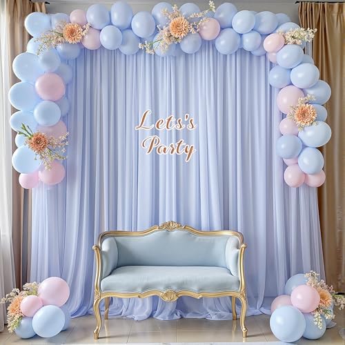 10ft x 10ft Baby Blue Backdrop Curtains, Wrinkle-Free Sheer Chiffon Fabric Photo Backdrop Draping Fabric for Wedding Arch Baby Shower Gender Reveal Photography Decorations - Image 5