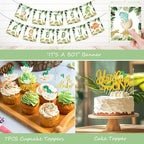 Hombae Dinosaur Baby Shower Decorations for Boy, Dino Themed Baby Shower Decorations, Rawr It’s a Boy Party Supplies Backdrop Balloon Banner Box Cake Cupcake Topper Mummy To Be Sash Green Gold - Image 4