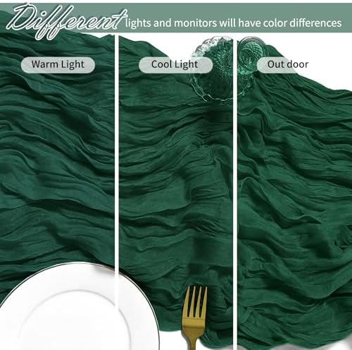 25 Pack Emerald Green Cheesecloth Table Runner 17 x 108 Inch Gauze Table Runner Fabric Semi Sheer Cheese Cloth Table Runner Bulk for Rustic Romantic Wedding Baby Shower Table Decoration - Image 4