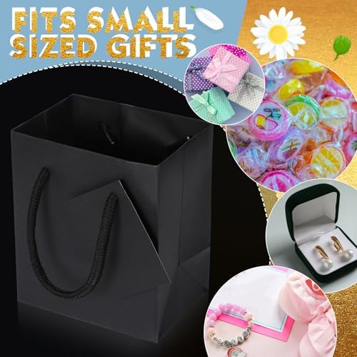 Zhehao 50 Pack Mini Gift Bags Bulk with Handles and Tags,Black - Image 4