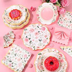 Funnymoom 200 Pcs Pink Wild Floral Party Decorations Paper Plates Serve 50 - Image 6