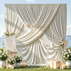 20ft x 10ft Beige Backdrop Curtains, 4 Panels Beige Drapes for Backdrop - Image 2