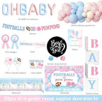 Football or Pom Poms Gender Reveal Decorations, 152 PCs Boy or Girl Party Decoration Kit Supplies with Balloons, Banner, Sash, Badge Backdrop, Topper, Poster, Balloon Boxes, Tablecloth, Marker - Image 2
