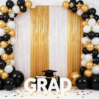 ShinyBeauty Sequin Photo Backdrop Curtains Gold Transparent White 2x8FT - Image 3