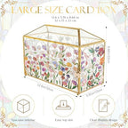 Patelai Hand Painted Floral Stained 12.6 Inch Large Wedding Glass Card Box - Image 2