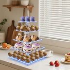 5 Tier Cupcake Stand with Blue Lights, Acrylic Square Cupcake Tower - Image 6