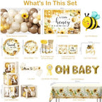Cocomigo 257Pcs Bee Baby Shower Decorations, All-in-One Set for 25 Guests - Image 2