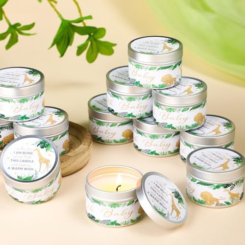 MTLEE Jungle Animal 24 Pcs Baby Shower Party Favors Candles Lavender Scented Baby Shower Favors for Guests Rustic Tealights Candles Gender Reveal Return Gifts(Gold, 1.2 oz) - Image 4
