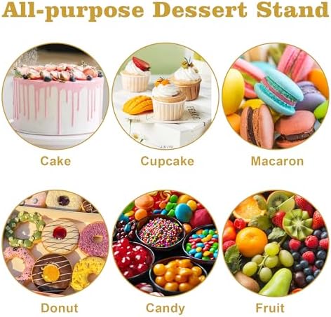 5 Pcs Gold Metal Cake Stand Sets for Birthday, Cakes and Cupcakes Stand for Wedding, Golden Dessert Table Display Set for Party, Desserts Stand with Gold Trays for Candy Bar Baby Shower - Image 7