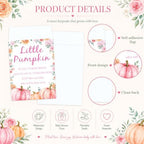 JarThenaAMCS 50 Sets Pink Little Pumpkin Baby Shower Party Favors Fall Planting Gift Set with Mini Pots Seed Packets Organza Bags Thank You Tags for Guests Autumn Thanksgiving Gender Reveal - Image 3