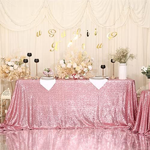 SquarePie Sequin Tablecloth 90x132 Inch Fuchsia Pink for Wedding Party - Image 4