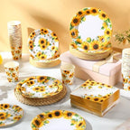 Sunflower Party Decorations, Paper Plates Napkins Cups Serve 50, Yellow - Image 4