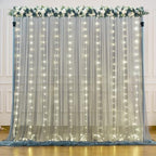 Silver Grey Tulle Backdrop Curtain with Lights String for Parites 10x10ft Sheer Backdrop Curtains for Birthday Party Bridal Shower Baby Shower Wedding Ceremony Prom Photo Booth Background Decorations by Suppromo