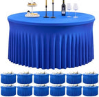 12 Pack Royal Blue Spandex Round Tablecloths, Stretchy 120inch Fitted 5FT Round Table Cloths, Wrinkle Free Maroon Table Cover with Skirt for Wedding Party Dining Banquet - Image 6