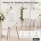 3 Pack Easel Stand for Sign, 63 Inch Portable Display Easel Stand, Black Metal Floor Easel for Wedding Welcome Sign, Poster Board, Party, Presentation, Event Display with Storage Bags - Image 3