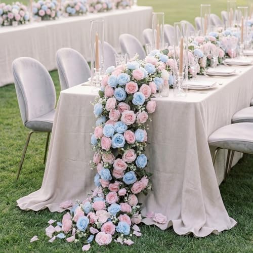 Geosar 24 Bundles Artificial Peonies Flowers,Light Pink,Light Blue - Image 5