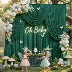 gogoparti 50x12ft Hunter Green Backdrop Curtain for Wedding Parties, 10 Panels (5x12 ft Each) Wrinkle-Free Dackdrop Curtains, Silky Draping Fabric for Birthday Party, Baby Shower, Photo Background - Image 2