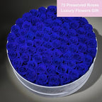 Prifroti 75 Preserved Roses in Suede Box – Luxury Rose Flower Arrangement, Preserved Flowers Gifts for Women, Wife or Mom – Birthday, Anniversary, Valentine’s Day, Mother's Day (Royal Blue) - Image 3
