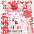 Hombae Cherry First Birthday Decorations – 125 PCs Cherry Themed 1st Birthday Party Supplies with Backdrop, Balloon Garland, Banner, Balloon Boxes, Number 1 Foil Balloon, Cake Topper by Hombae