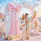 Big Pink Bow for Backdrop Giant Bows Birthday Party Decorations Large Giant Bow Decor, Pink Giant Satin Bow Decoration for Wedding Baby Shower Birthday Photo Booth Arch Wall Decor 24"x16" - Image 6