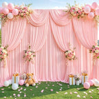 20ft x 12ft Blush Pink Backdrop Curtains Wrinkle Free Backdrop Curtain for Wedding Parties Pink Fabric Backdrops Drapes Back Drop Cloth Bridal Shower Stage Curtains Wedding Decorations for Reception - Image 5