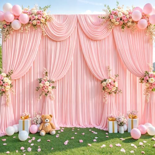 20ft x 12ft Blush Pink Backdrop Curtains Wrinkle Free Backdrop Curtain for Wedding Parties Pink Fabric Backdrops Drapes Back Drop Cloth Bridal Shower Stage Curtains Wedding Decorations for Reception - Image 5