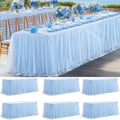 6 Pack Baby Blue Tablecloth for 6 Foot Rectangle Tables Tulle Table Skirt by PartyTalk