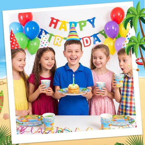 Pickmesh 250 Pcs Hello Summer Plates Napkins and Cups Beach Party Decorations Hawaiian Tropical Disposable Paper Tableware Set for 50 Guests Summery Ocean Pool Luau Birthday Party Supplies - Image 5