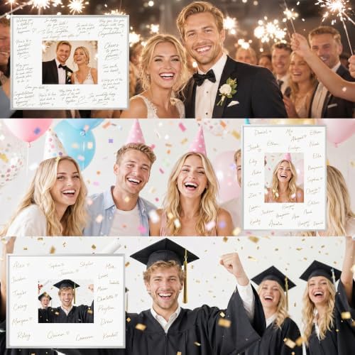 Signature Picture Frame 18x18, Aluminum Signable Frame with Glass, Silver - Image 6