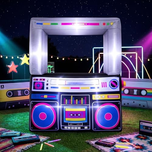 Soulchen 6x5 Ft Inflatable Radio Boombox LED Lights Blower 90s Party by Soulchen