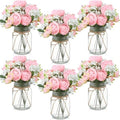 Zeyune 6 Sets Mason Jar Flowers Centerpiece Table Decorations,Light Pink by Zeyune