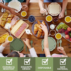 Qinyoung 388 Pcs Sage Green and Beige Plates and Napkins Party Supplies Tableware Include Disposable Scalloped Plate Paper Napkin Cup Plastic Cutlery for Baby Shower Party Wedding Birthday, 48 Sets - Image 4