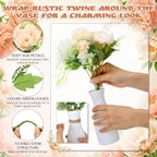 12 Set Artificial Hydrangea Peony Flowers with Vase, Champagne - Image 3