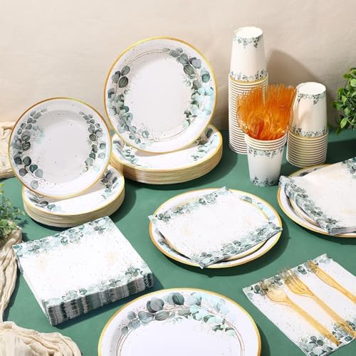 400 Pcs Sage Green Plate and Napkin Party Supplies, Green, Pure - Image 6