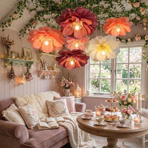 Thiccywoov 8 Pack Giant Paper Flower Decorations for Bulb, 15.7" Large Artificial Flower Paper Lantern Colorful Crepe Tissue Papers Flowers for Classroom Birthday Wedding Decorations(Fresh Color) - Image 2