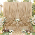 30ft×12ft Wrinkle Free Champagne Backdrop Curtain for Wedding Parties, 6 Panels 5×12ft Long Silky Polyester Fabric Backdrop Drapes Photo Back Drop Curtains for Birthday Photography Background Cloth by ENJOYYOURPARTY