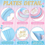 Potchen 452 Pcs Boy or Girl Plates Napkins Party Supply, Blue Pink - Image 2
