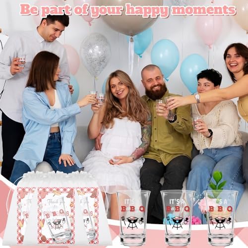 36 Sets BBQ Baby Shower Shot Glasses It's A Baby Q Acrylic Shot Glasses Bulk with Thank You Cards Bags Gender Reveal Barbecue Themed Gift for Guests BBQ Picnic Barbecue Birthday Party Decor - Image 7