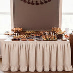 Flutesan 14 ft Brown Gingham Table Skirt for Rectangle Tables - Image 5