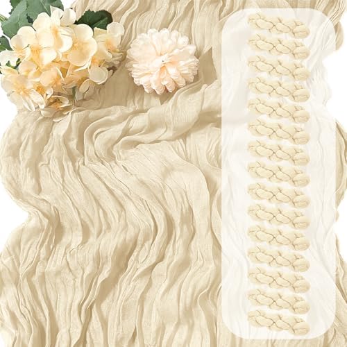 15 Pack Ivory Cheesecloth Table Runner 17 x 108 inch Cheese Cloth Table Runners 9ft Ivory Table Runner Rustic Romantic Sheer Gauze Runner for Wedding Party Baby Shower Table Decoration by Yorcari