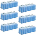 6 Packs Blue Satin Tablecloths Rectangle 6FT,Glitter Spandex Fitted Stretch Table Covers Wrinkle-Resistant Floor Length Shimmer Pleated Table Skirt for Wedding Parties Baby Shower Banquets by Partisky